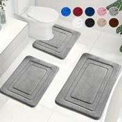 Resim 3 adet Hafıza Köpüğü Banyo Mat Seti, U-Şekilli Tuvalet Banyo Mat ile Ayakta Konfor Ped. Kalınlaştırılmış Süper Emici Yumuşak Halı, Banyo/Duş için Mükemmel, Kaymaz Zemin Matları, Oda ve Dış Giriş Halıları, Banyo Mat Seti, Banyo/Tuvalet Zemin Matı 