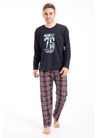 Resim Tampap 2170 Baskılı Uzun Kol Erkek Pijama Takımı Lacivert 