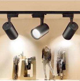 Resim 3'lü Hareketli Led Ray Spot + 1 Metre Ray Siyah Kasa Beyaz Işık 