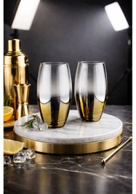 Resim Rova Tr Inci Serisi 6 Kişilik Özel Tasarım Cam Bardak Seti-hediyelik - Su Bardağı - 450 Ml Altın 