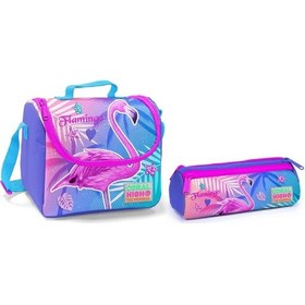 Resim Coral High Pembe Flamingo Kız Çocuk Beslenme Çantası Ve Kalemlik 