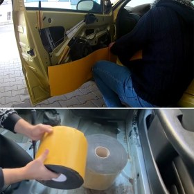 Resim Yapışkanlı Araç Ses Isı Yalıtım Izolasyon Bandı EN:100 cm Kalınlık:5 mm Uzunluk:5 Metre Kauçuk 