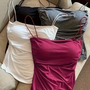 Resim 4 Adet Kadınlar İçin Büzgülü Detaylı Askısız Kamizol - Hafif %100 Polyester Tüm Mevsim Üstleri, Pürüzsüz Dokulu İnce Askılar ve Düz Renkler (Siyah, Koyu Gri, Bordo), Günlük ve Resmi Giyim için Askılısız Üstler | Kolçaklı Yelek | Hafif Üst 