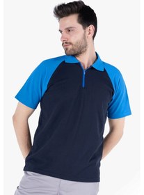 Resim Polo Yaka Fermuarlı T-shirt Lacivert - Saks Mavi Lacivert 