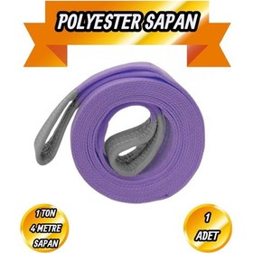 Resim Polyester Sapan Mor Renk 1 Ton 4 Metre Sağlam Yük Kaldırma Taşıma İndirme Halat Spanzet 