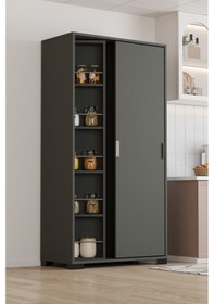 Resim Luna Antrasit Döner Çok Amaçlı Dolap Raflı Mutfak Ve Kiler Dolabı Antrasit 