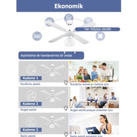 Resim Dlc Group Poyraz Tavan Vantilatörü Beyaz 107 cm 