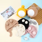 Resim Bebeş Ayı Kulakları Beanie Şapka, %100 Polyester, Hafif Örgü Kumaş, Yeni Doğanlar, Bebekler, Erkek ve Kız Çocuklar için Uygun Ilık Kış Kepi, Şükran Günü Hediyesi, Yalnızca El Yıkama / Kuru Temizleme 