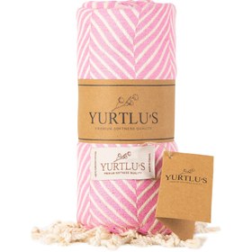 Resim YURTLU'S Sapphire Sands Series Turkish Beach Towel Pre-Washed 38"x72" Quick Dry and Highly Absorbent Oversized Sand-Free Stylish and Versatile for Beach, Spa, and Home Light 100% Cotton Peshtemal - Soft Pink 