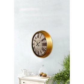 Resim Bahat Altın Varaklı Salon Ofis Duvar Saati Alüminyum Çerçeve 40 cm 