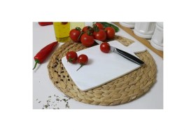Resim Feyza Design Beyaz Mermer Dikdörtgen Kesme ve Sunum Tablası 
