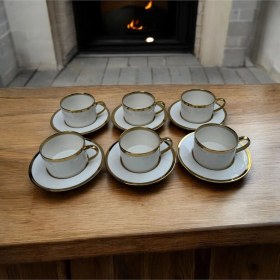 Resim Bambum Vibe Porselen 6 Kişilik Çay Fincan Takımı Altın Desenli 