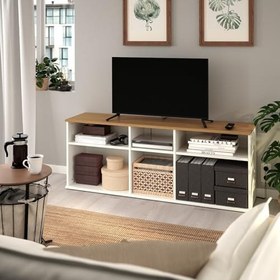 Resim Tv sehpası, beyaz, 156x38x60 cm 