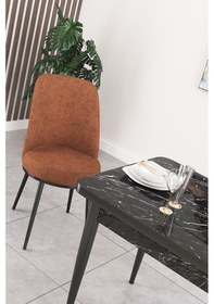 Resim Canisa Concept Nil Serisi 70x110 Sabit Mutfak Masası Takımı Siyah Mermer Desen Masa 2 Kiremit Sandalye Masa Siyah Sandalyeler Kiremit 