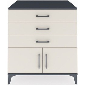 Resim Kronos Şifonyer Tek Raflı 3 Çekmeceli 2 Kapaklı 88x59x96 Antrasit-aytaşı Antrasit 