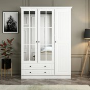 Resim Minar Kale 190 cm 3 Mebran Kapaklı 2ç Taçlı Dolap - Beyaz 