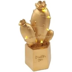 Resim LED Işıklı Sevimli Kaktüs Dekoratif Masa Lambası Mini Biblo Gece Lambası Gold 