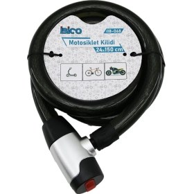 Resim Anahtarlı Aç-Kapa Kilit Kapaklı Motor - Bisiklet Kilit Çelik Tel Siyah Şeffaf Kılıf 24MMX150CM (5250) 