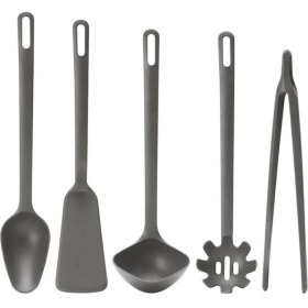 Resim Pratik 5'li Mutfak Seti: Spatula, Kaşık, Kepçe, Makarna Kaşığı, Maşa Gri 