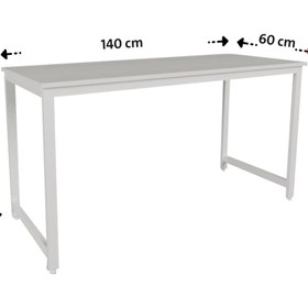 Resim Flinder Beyaz Oyuncu Masası 60x140 Cm, Beyaz Renk Bilgisayar Masası, Gamer Masası, Gaming Masa 