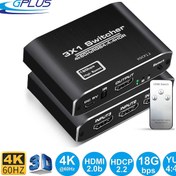 Resim Gplus 4K321M 3 Port Hdmı 2.0 4K 60Hz Hdr 10 Hdcp 2.2 Metal Switch 