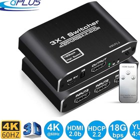 Resim Gplus 4K321M 3 Port Hdmı 2.0 4K 60Hz Hdr 10 Hdcp 2.2 Metal Switch 