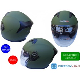 Resim SEVGENT Kask Lss Çenesiz Vizörlü Mat Yeşil Xxl Beden 