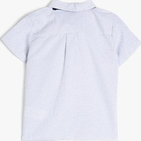 Resim Erkek Bebek Klasik Yaka Kısa Kollu Pamuklu Desenli Cepli Papyonlu Gömlek 