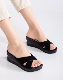 Resim kabkabi Kadın 5 Cm Yüksek Dolgu Topuklu Günlük Şık Terlik 