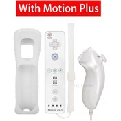 Resim Beyaz Dahili Motion Plus Uzaktan Uyumlu Nintendo Wii Denetleyici Nunchuck Seti Kablosuz Bluetooth Gamepad İle Silikon Kılıf 