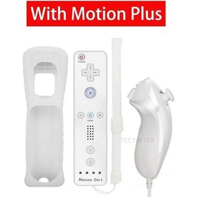 Resim Beyaz Dahili Motion Plus Uzaktan Uyumlu Nintendo Wii Denetleyici Nunchuck Seti Kablosuz Bluetooth Gamepad İle Silikon Kılıf 