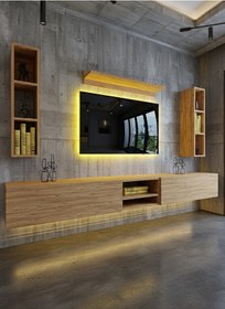 Resim Resital Ledli Duvara Monte Tv Sehpası - Çam - W6001-6 Çam 