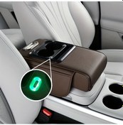 Resim Xuweiwei 1 Adet Type-c Işıklı Araç Konsol Kılıfı, Dokuma Cep Ve Düzenleyici, Brown 