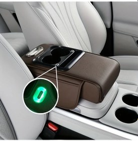 Resim Xuweiwei 1 Adet Type-c Işıklı Araç Konsol Kılıfı, Dokuma Cep Ve Düzenleyici, Brown 