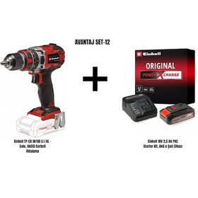 Resim Einhell Set-12 Einhell Tp-cd 18/50 Li-i Bl Akülü Darbeli Vidalama+einhell 18v 2,5 Ah Pxc Starter Kit, Akü & Şarj Cihazı 