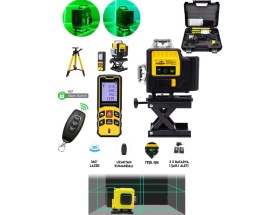 Resim Branzeg 12 Yönlü Lazer Terazi Lazer Metre Seti Cizgi Hizalama Mıknanıslı Kumandalı Tripotlu 
