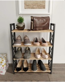 Resim Ravilo Çok Amaçlı Raf 4 Katlı Ayakkabılık Meşe Meşe 