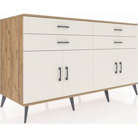Resim Kronos Konsol 2 Raflı 4 Çekmeceli 8 Kapaklı 176x59x99 Çam-aytaşı Çam-aytaşı 