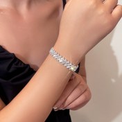 Resim 925 Gümüş Kaplama Elmas Kesimli Bileklik, Suni Taşlar İçeren, Kadınlar İçin Moda Karın Çekirdekli Su Pençesi Zinciri Tasarımı, Moda Takı | Şık Aksesuar | Kaplama Gümüş Takı 