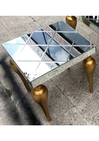 Resim Zigon TOMBUL ayak Model Kayın Torna MDF tabla Parlak gold Boya İskelet Çizgili Füme cam Kaplama El Yapımı 