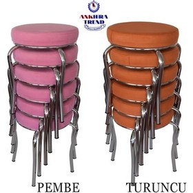 Resim Tabure (Krom Ayaklı) (6 Adet) - Mutfak Balkon Taburesi 