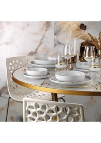 Resim Kütahya Porselen Mood Altın Fileli 24 Parça Yemek Takımı 