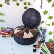 Resim Ottoman Pouffe El Yapımı Hakiki Deri Orijinal Ottoman Puf Yer Bahçe Balkon Minderi 'ikili' 60 Ve 40cm(DOLGULU) 