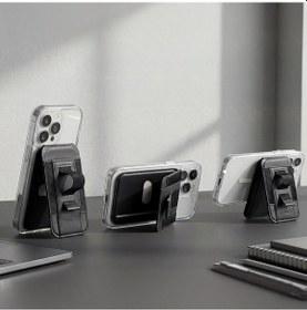 Resim Lenyes Lmw104 Parmak Lastikli Magnetik Standlı Kartlık Siyah 