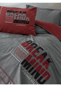 Resim Cotton Box Mood Nakışlı Ranforce Tek Kişilik Nevresim Takımı Fracto Bordo Bordo 