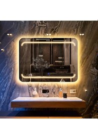 Resim Recta Günışığı Kumlamalı Lavabo & Banyo Aynası Dokunmatik Sensörlü 65 X 90 Cm 