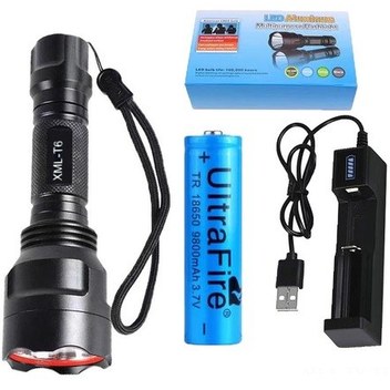 Teltree Alüminyum Dış Mekan Ev Feneri, 200-500m Uzak Menzilli, T6 Led Parlak Işık, Şarj Aleti + Pil + Paket Dahil