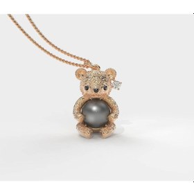 Resim 9-10 Mm Aaa Siyah Incili Rose Teddy Hug Kolye Seti (407551515) 
