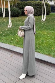 Resim lamelif Taş Detaylı Tesettür Elbise Haki 