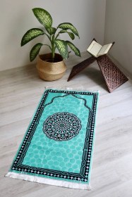 Resim Keseli Ipek Dokulu Seccade S1001 Mavi Mavi 